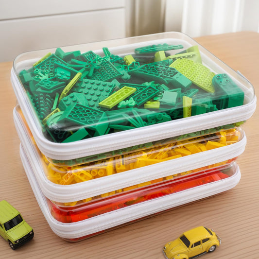 CoiiJoii 3PCS Caja Grande Transparente de Cáscara Dura con Cremallera, Bolsas Organizadoras para Pañales, Bolsa de Cosméticos Impermeable, Contenedores Organizadores de Juguetes para Niños, Estuche