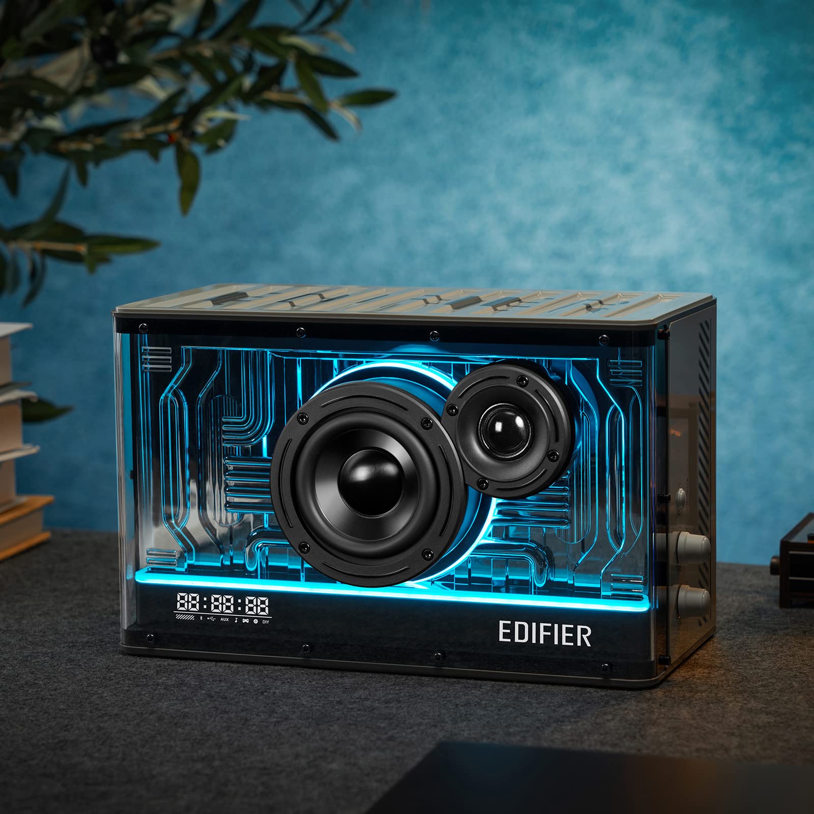 Edifier QD35 - Altavoz Bluetooth de Mesa, Audio de Alta resolución y Audio de Alta resolución inalámbrico Certificado para computadora, Carga ultrarrápida GAN de 35 W, Efectos de luz espléndidos