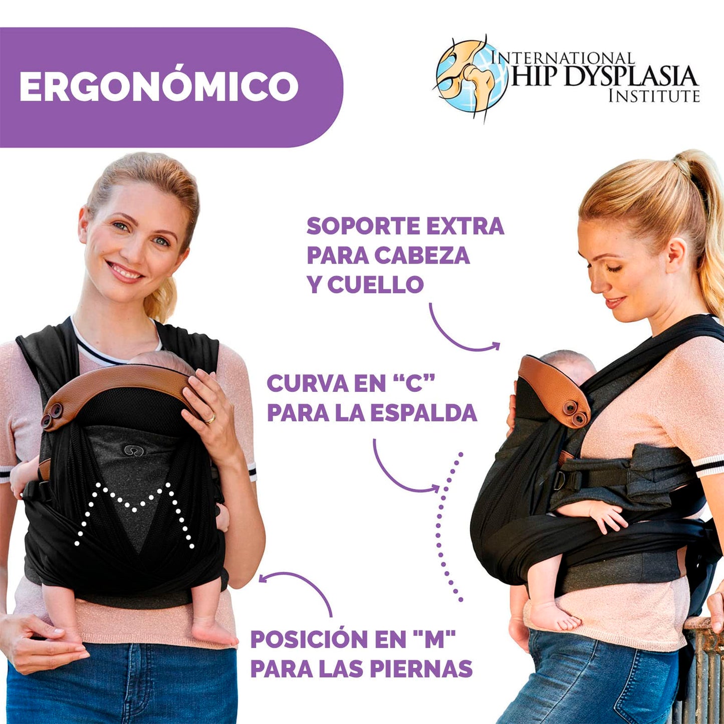 BOPPY, Canguro para Bebé Adjust Comfyfit, Portabebé Ajustable, Práctico y Seguro, Color Negro