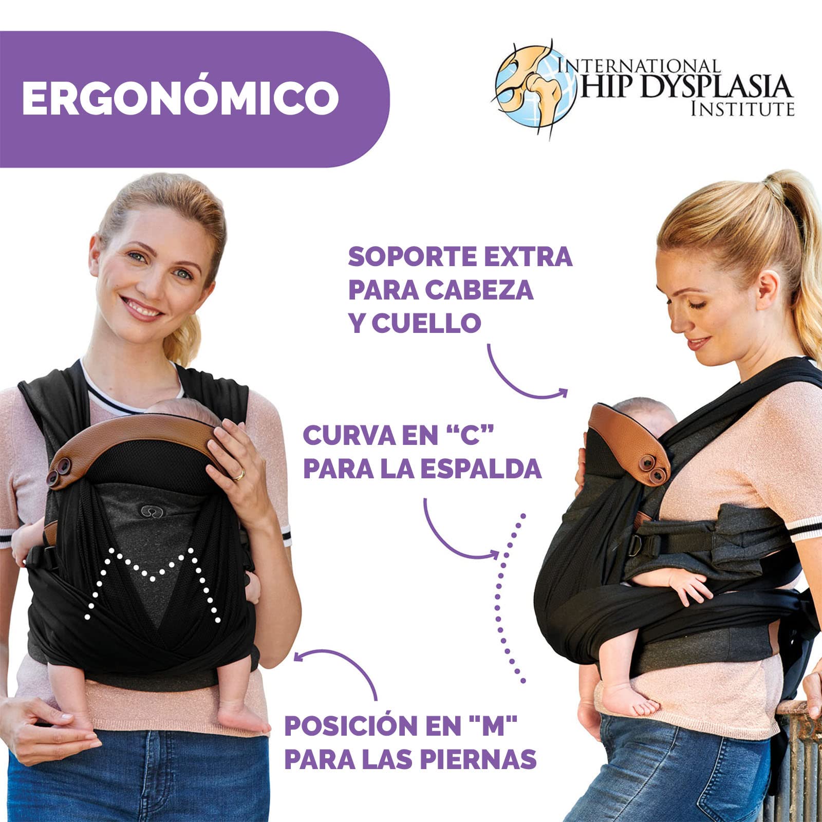 BOPPY, Canguro para Bebé Adjust Comfyfit, Portabebé Ajustable, Práctico y Seguro, Color Negro