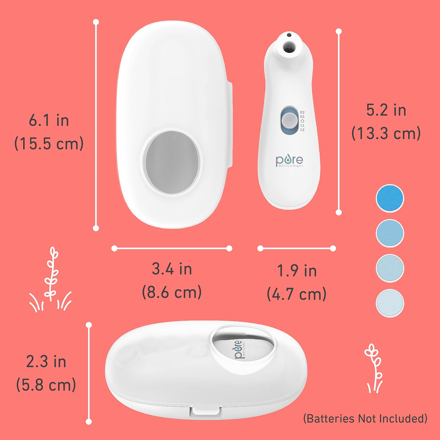 PureBaby® Cortadora de uñas eléctrica – 6 piezas Taladro de uñas inalámbrico, 4 accesorios, 2 velocidades, con archivador oculto y funda de transporte, ideal para recién nacidos y bebés