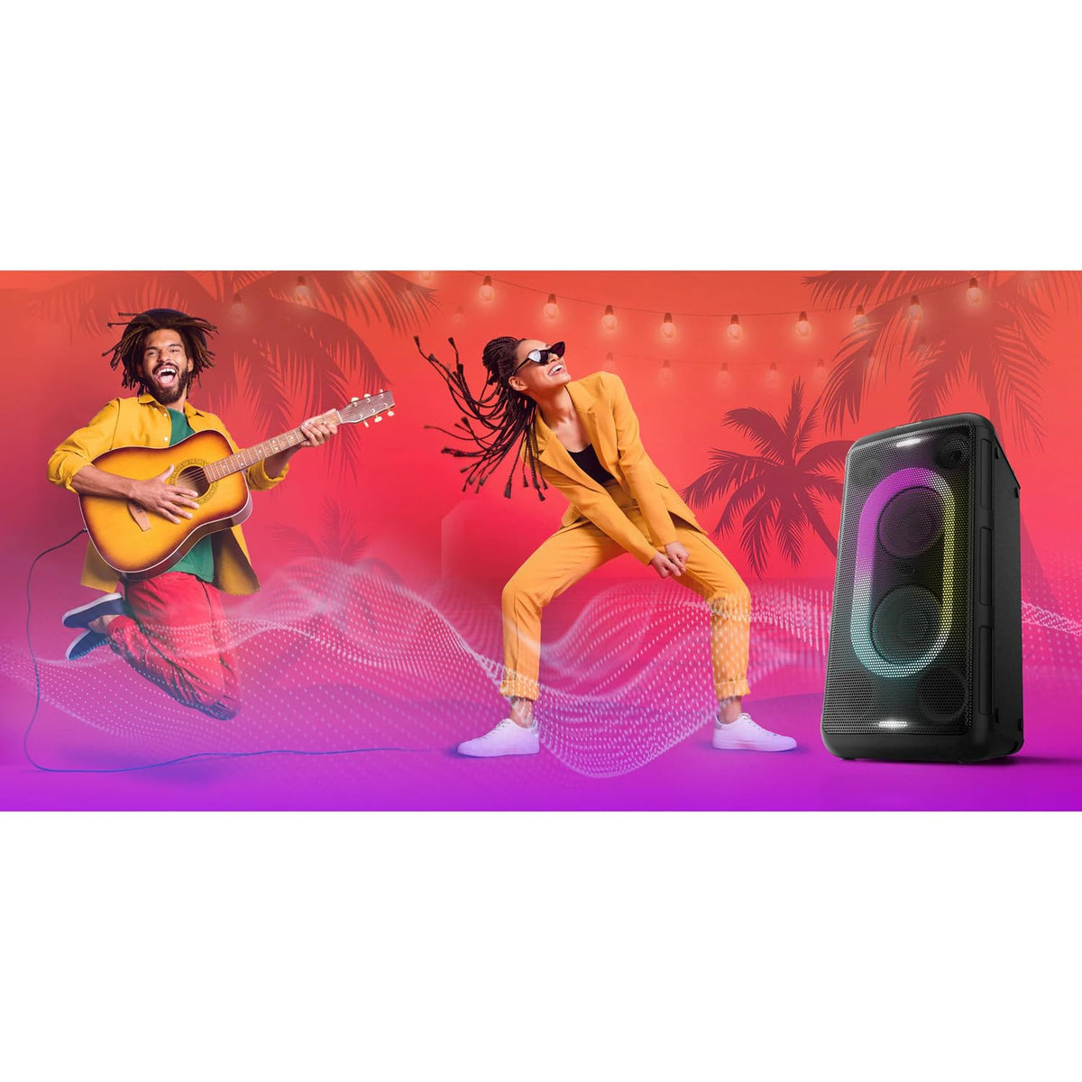 Altavoz Portátil Panasonic 150W Luz Multicolor para Fiesta y Karaoke