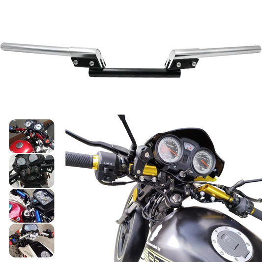 Manubrio Universal para Moto Barra de Equilibrio Manillar Deportivo Ajustable Motocicleta Resistente a la Corrosión Inoxidable 3pzs (Plata)