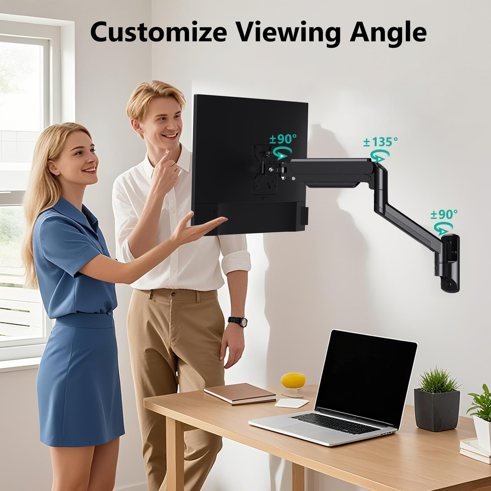 Soporte para Monitor WALI Negro con Brazo Ajustable para Monitores de 17 a 32 Pulgadas 10 kg