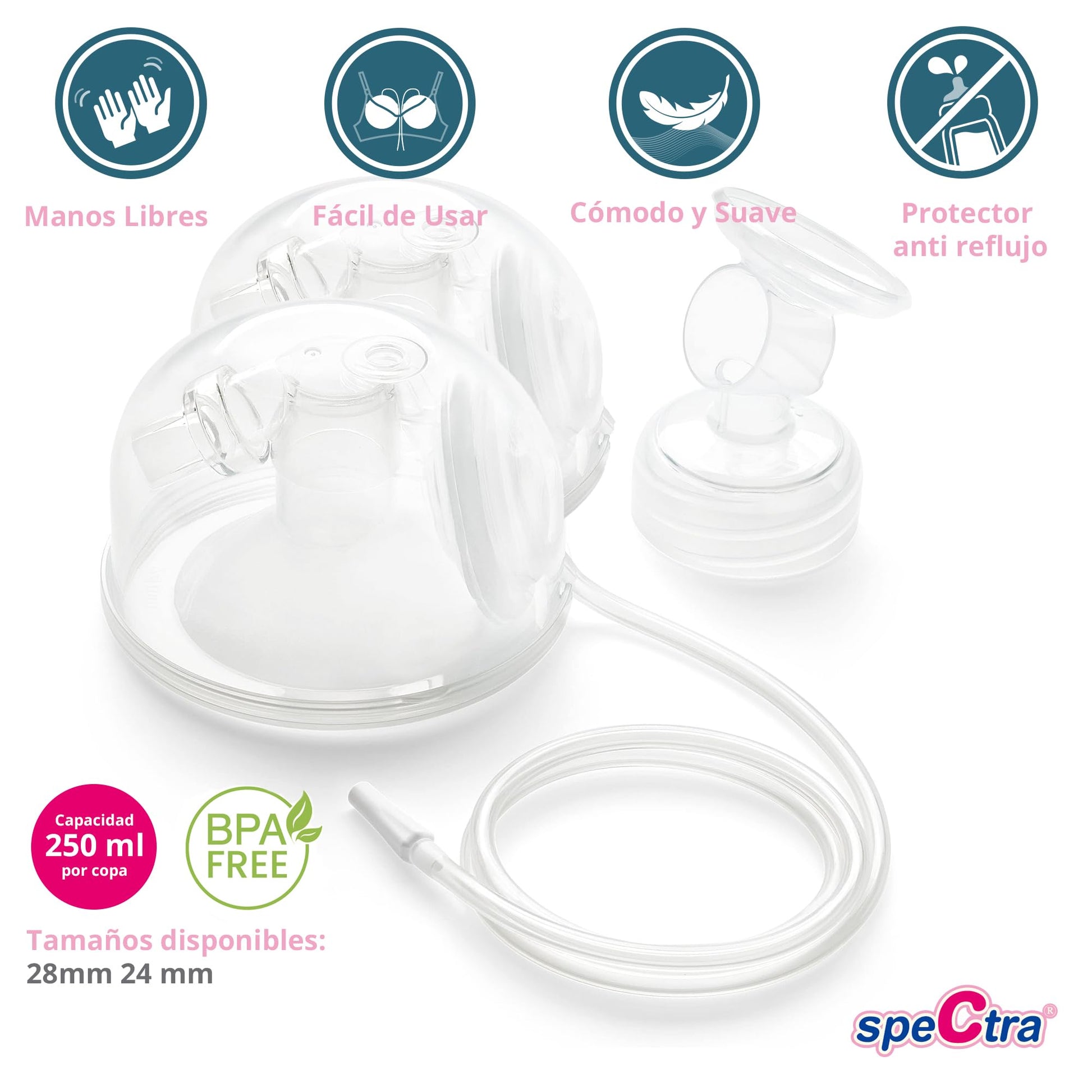 Copa Electrica Spectra Saca Leche Libre Manos Medida 28 mm