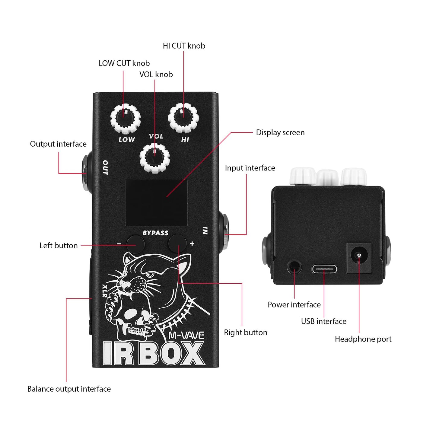 Pedal de Efectos M-VAVE Negro con Cabina IR para Guitarra