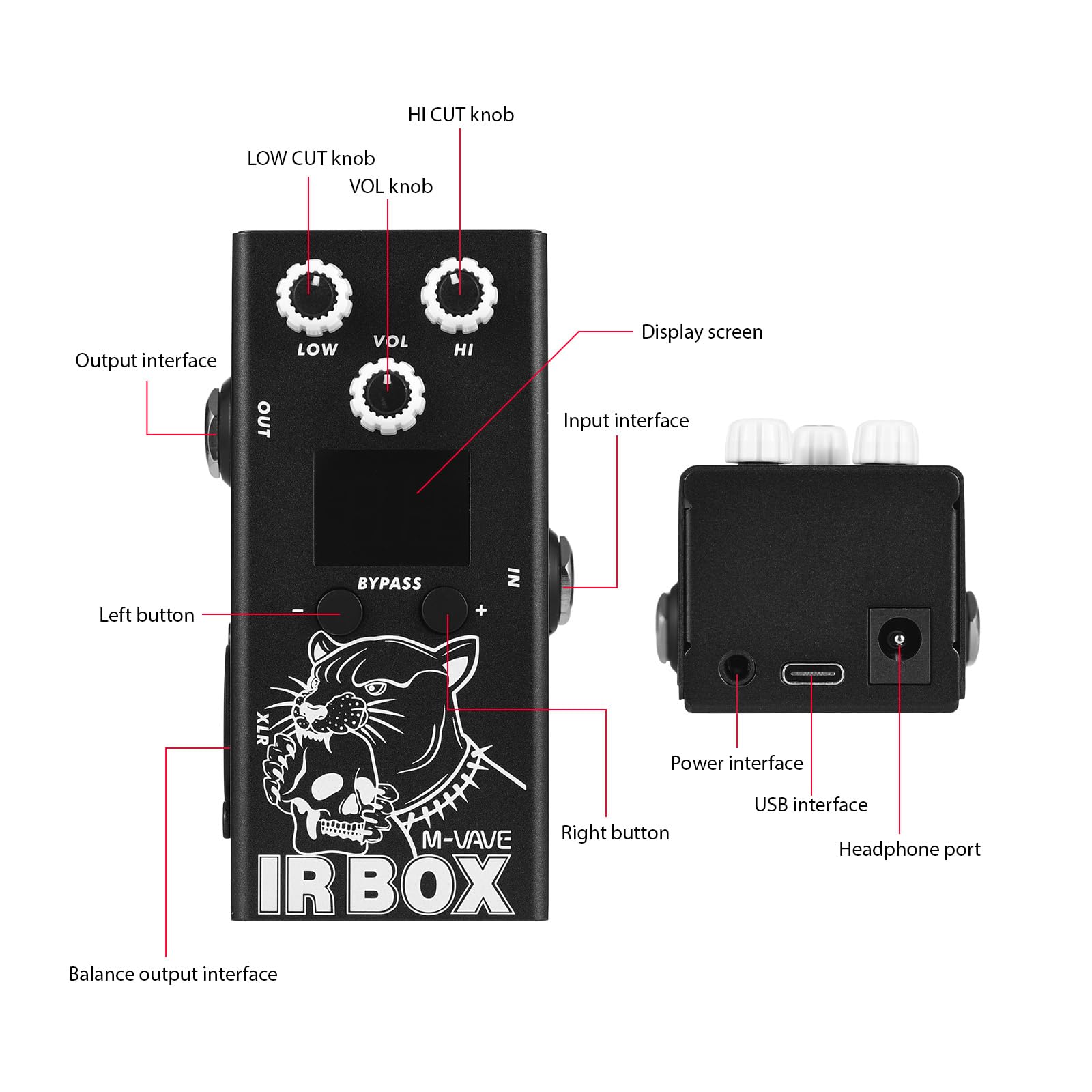 Pedal de Efectos M-VAVE Negro con Cabina IR para Guitarra
