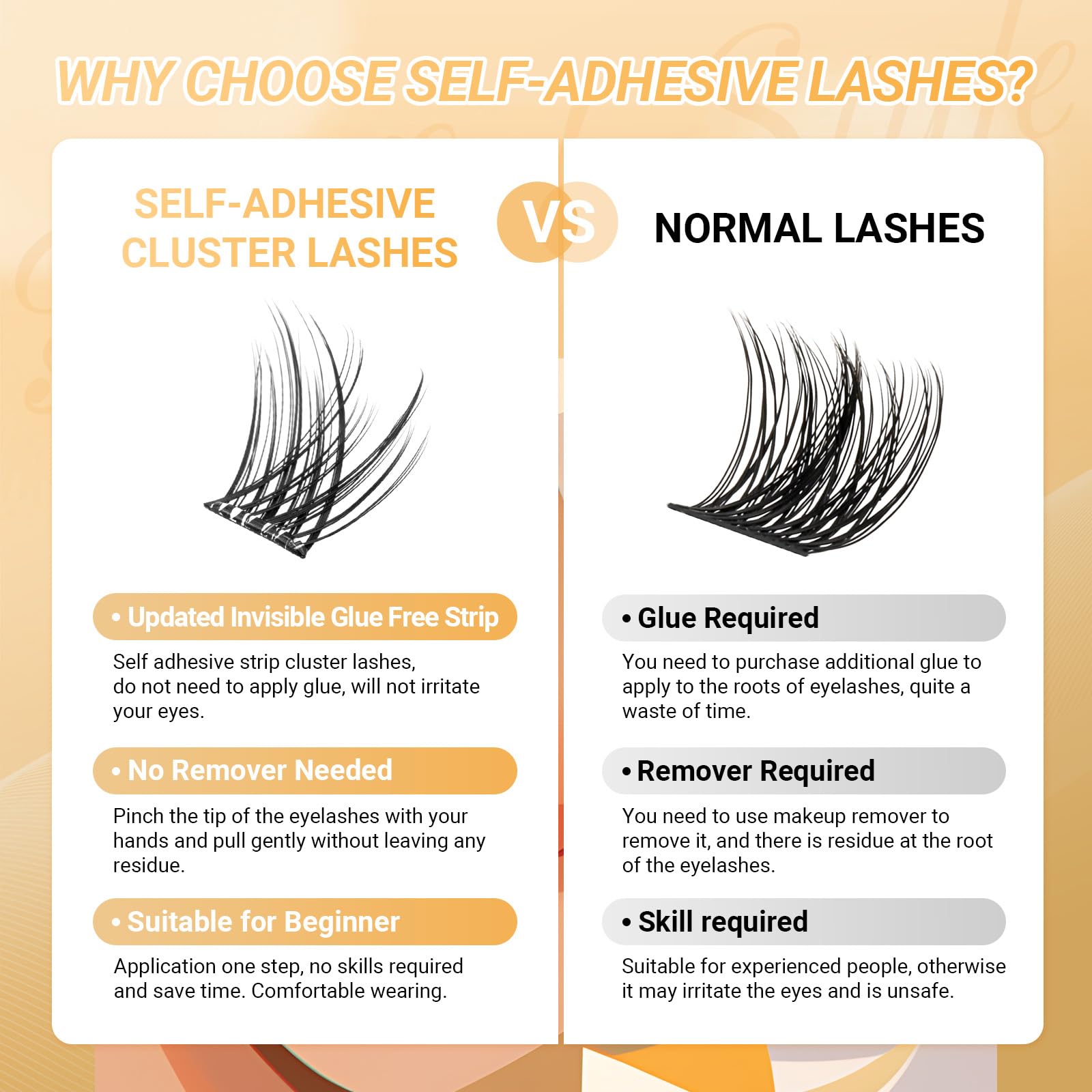 NAGARAKU Grupos De Pestañas Autoadhesivos Para 48 Pcs No Necesita Pegamento Ni Removedor Presión En Un Solo Paso Pestañas Reutilizables Prepegadas En Casa Fluffy Style SA-DIY-03(0,07mm C 10-16mm)