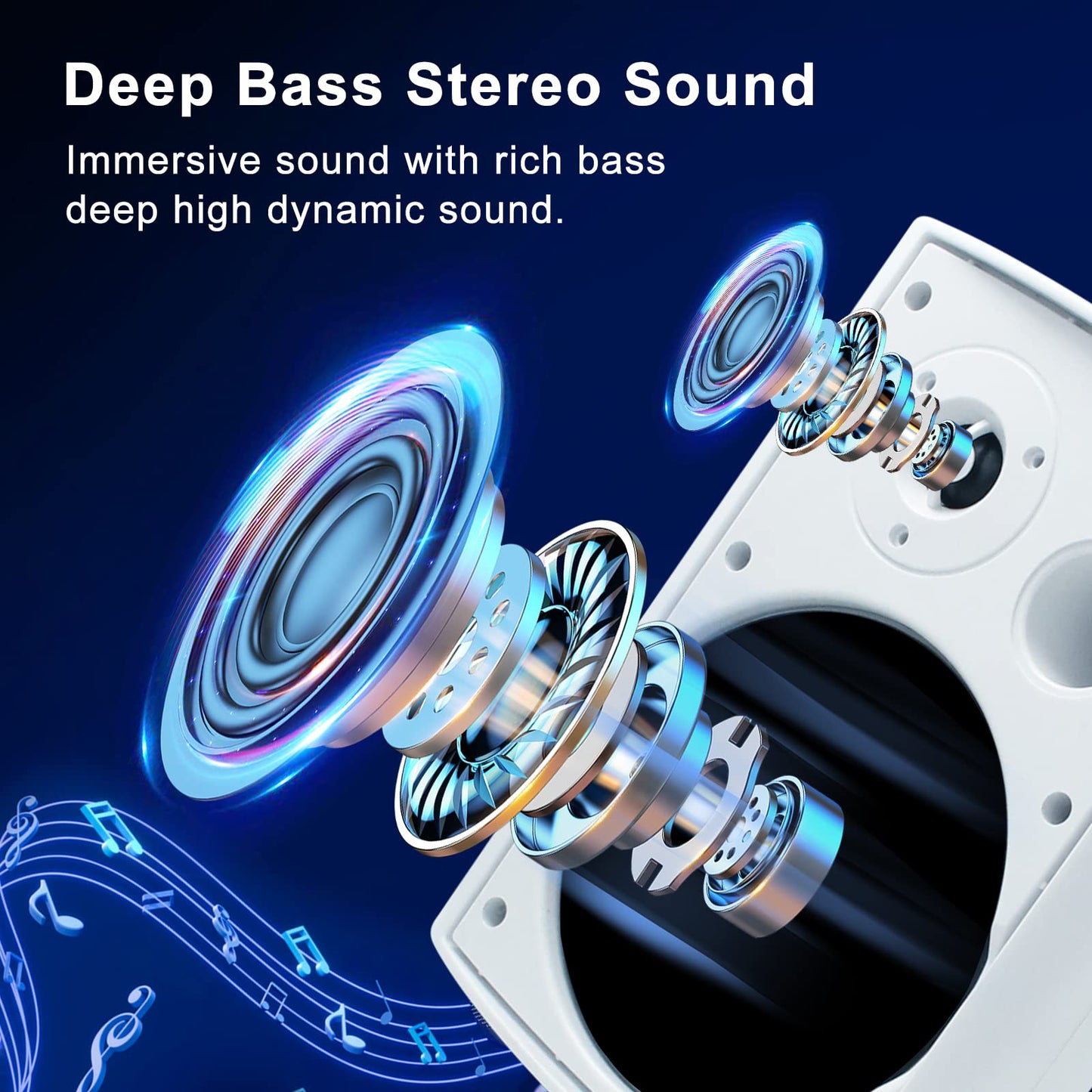 Herdio Bocina Exterior Bluetooth, 6,5 Pulgadas 800W 2 Vías Altavoces Impermeable para Exteriores, Amplificador Multifuncional, Amplia Cobertura de Sonido Estéreo, para Patio Jardín (2 Pares Blanco)