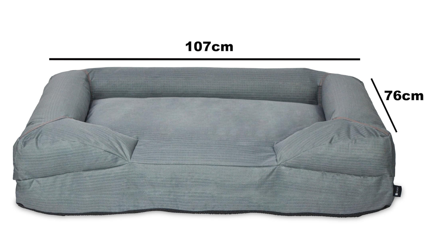 Cama Fresca para Perro grande para exterior, jardín o terraza. Cama para mascota refrescante, resistente, transpirable, impermeable. Funda extraíble con base antiderrapante. (GRIS, EXTRA GRANDE)