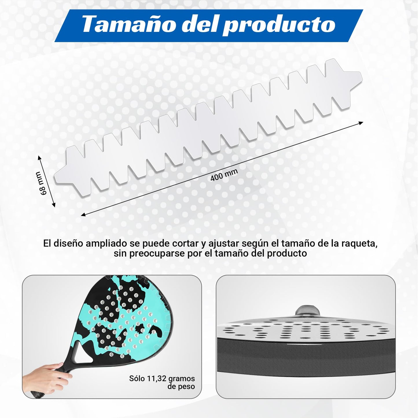 Protector de Pala Padel QMCZLA Transparente con Diseño de Aleta