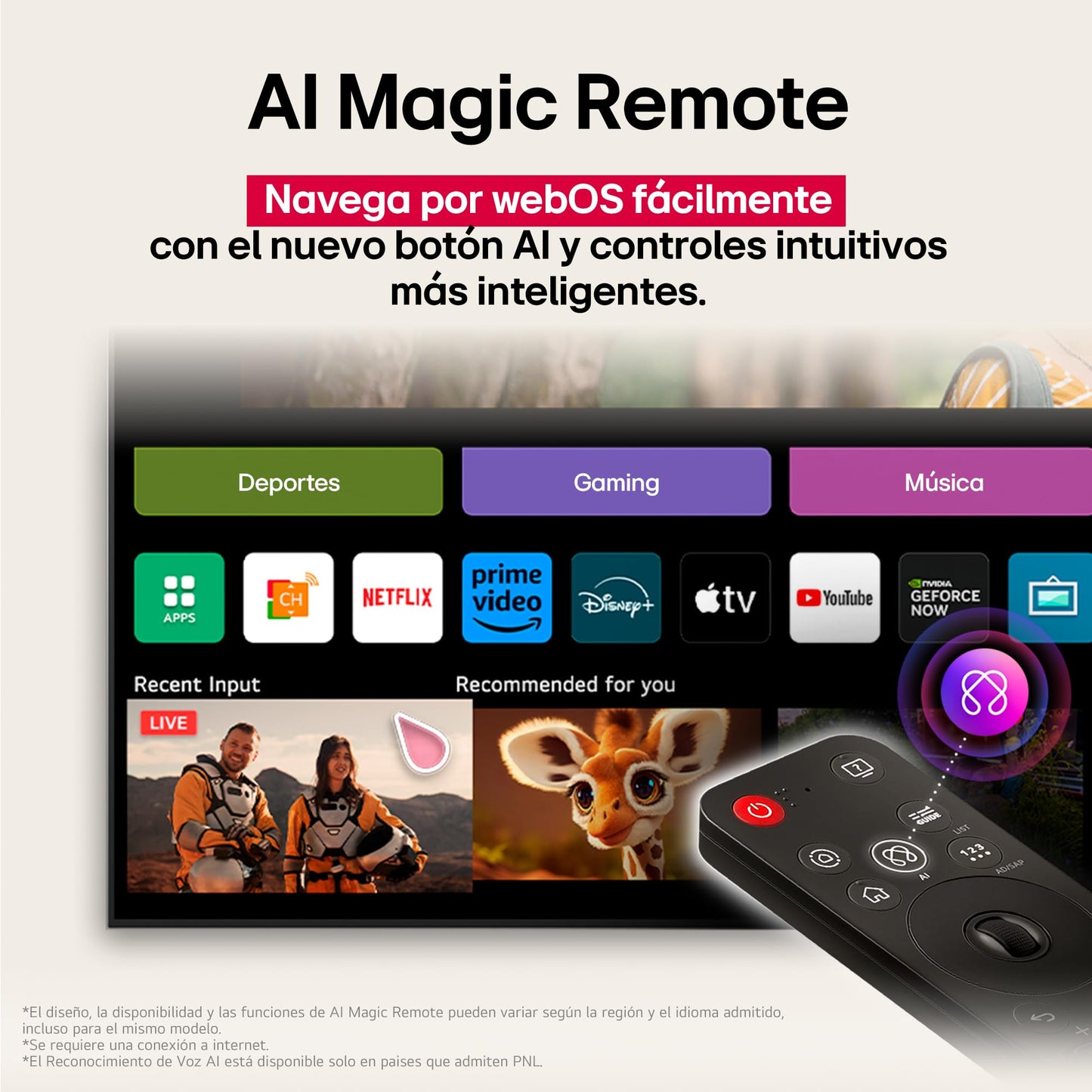 LG Pantalla 75pulgadas QNED AI QNED83 4K Smart TV webOS 2025 75QNED83ASG |Sistema Operativo webOS | Identificación de Voz AI | Dynamic QNED Color | Dolby Atmos Channels | Filmmaker Mode