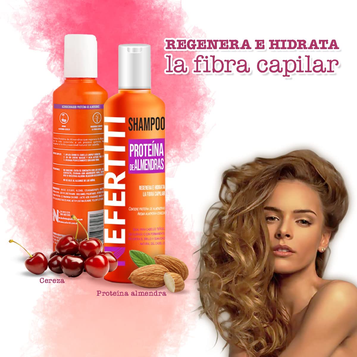 Shampoo y Acondicionador Nefertiti Almendra Sin Parabenos Regenerador para Cabello Teñido