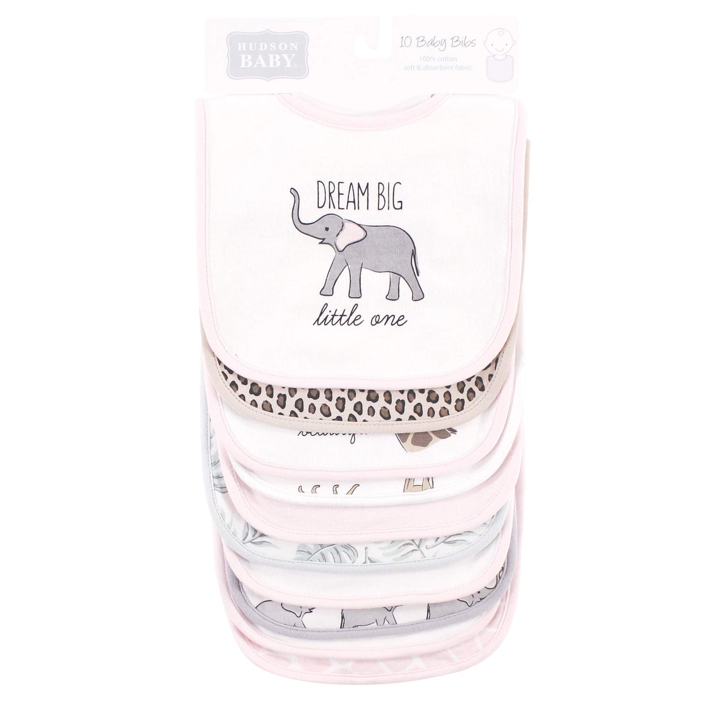 Hudson Baby Baberos unisex de algodón para bebé, safari rosa moderno, talla única