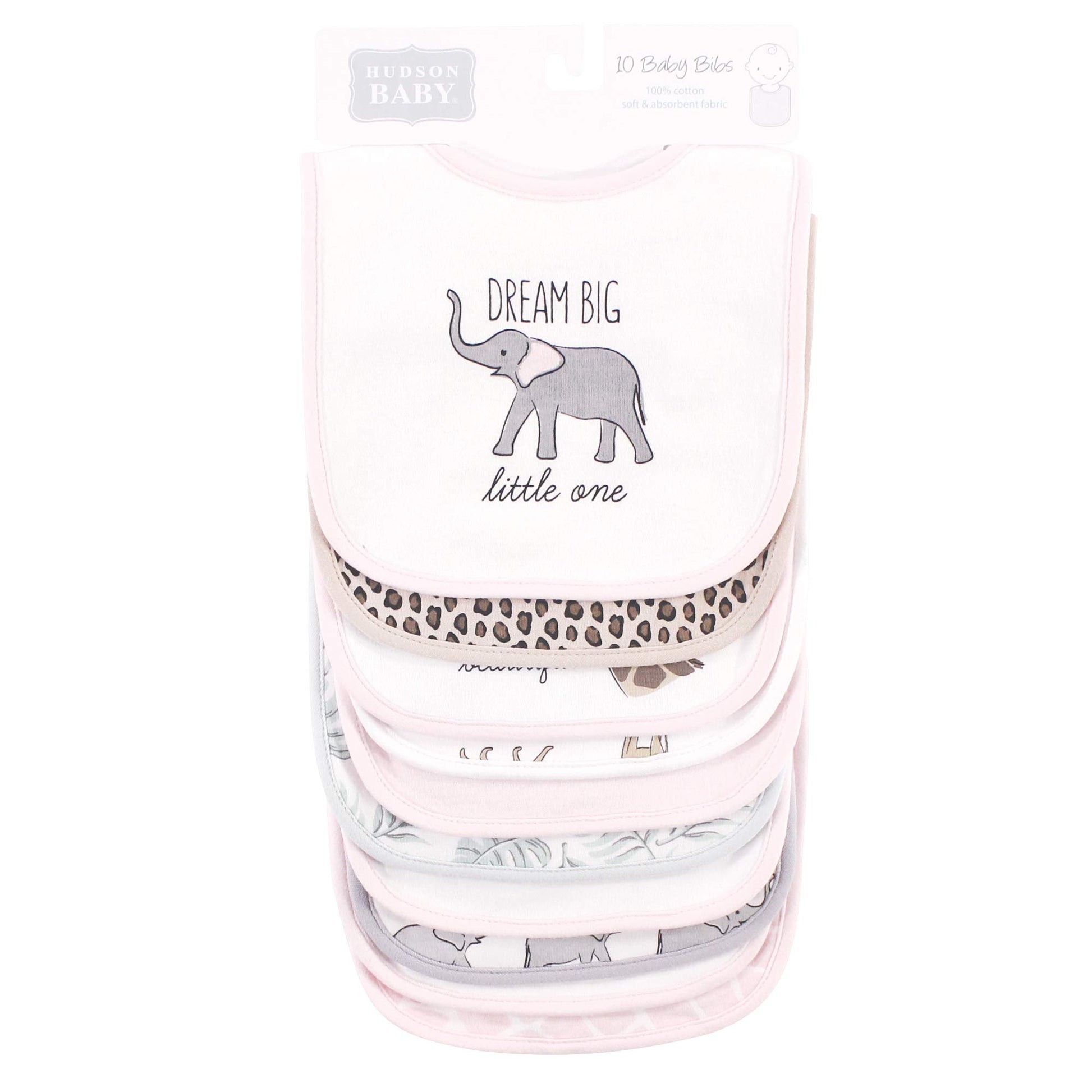 Hudson Baby Baberos unisex de algodón para bebé, safari rosa moderno, talla única