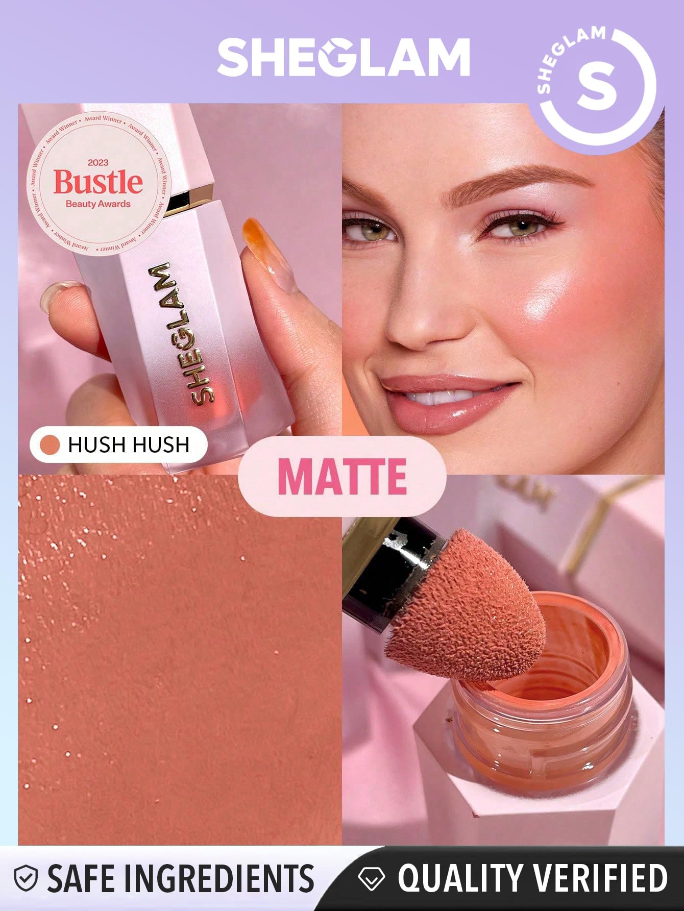 SHEGLAM Maquillaje colorete líquido Color Bloom para mejillas con acabado mate - Hush Hush