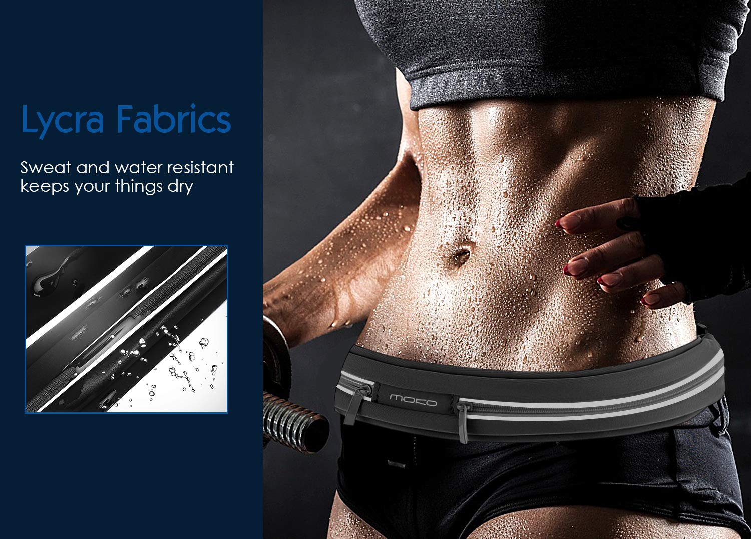 Cinturón Deportivo MoKo Azul Reflectante Resistente al Sudor Compatible con iPhone para Hombre y Mujer