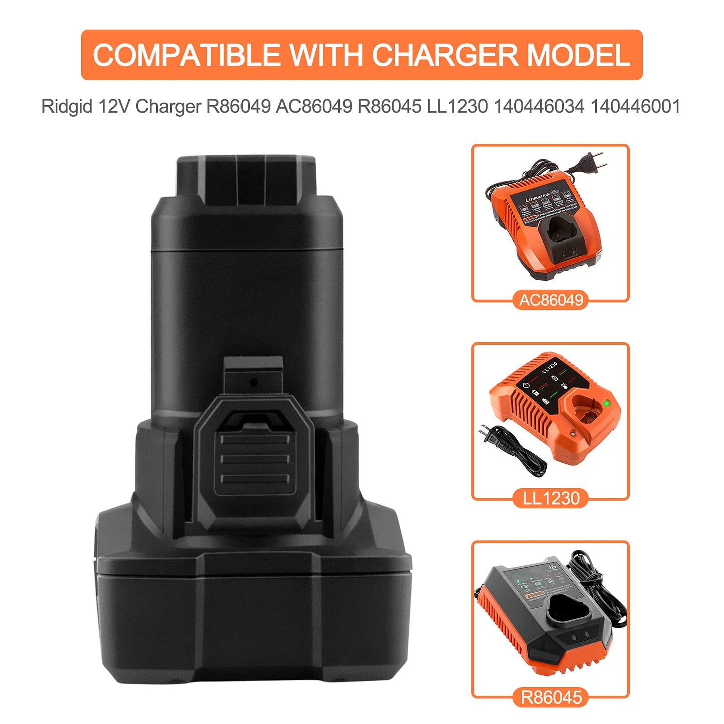 Batería de Litio Advtronics Compatible con Ridgid R82049 R82059 12V 5,0Ah
