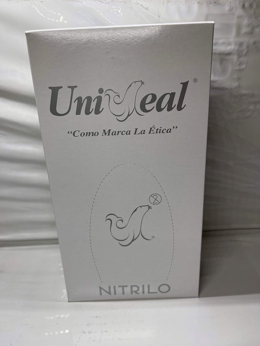 Guante de Nitrilo Uniseal Color Blanco Talla Mediana 100 piezas