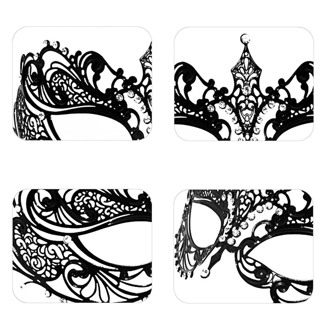 Máscaras Venecianas de Corona Negro para Disfraces de Mardi Gras