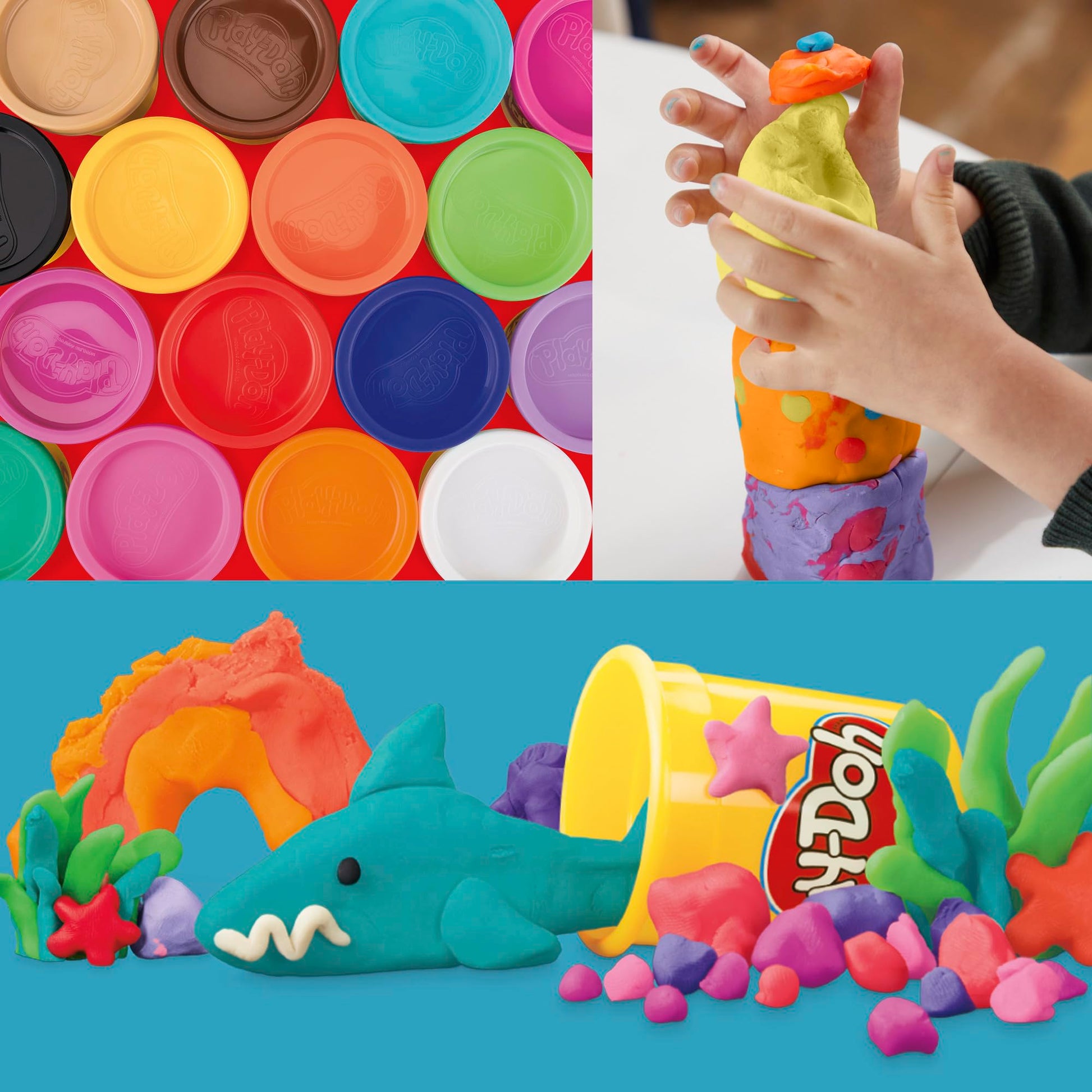 Súper Pack de Colores Play-Doh en Surtido Variado para Manualidades Infantiles 22 Latas de 57 y 113 Gramos para Juguetes Preescolares
