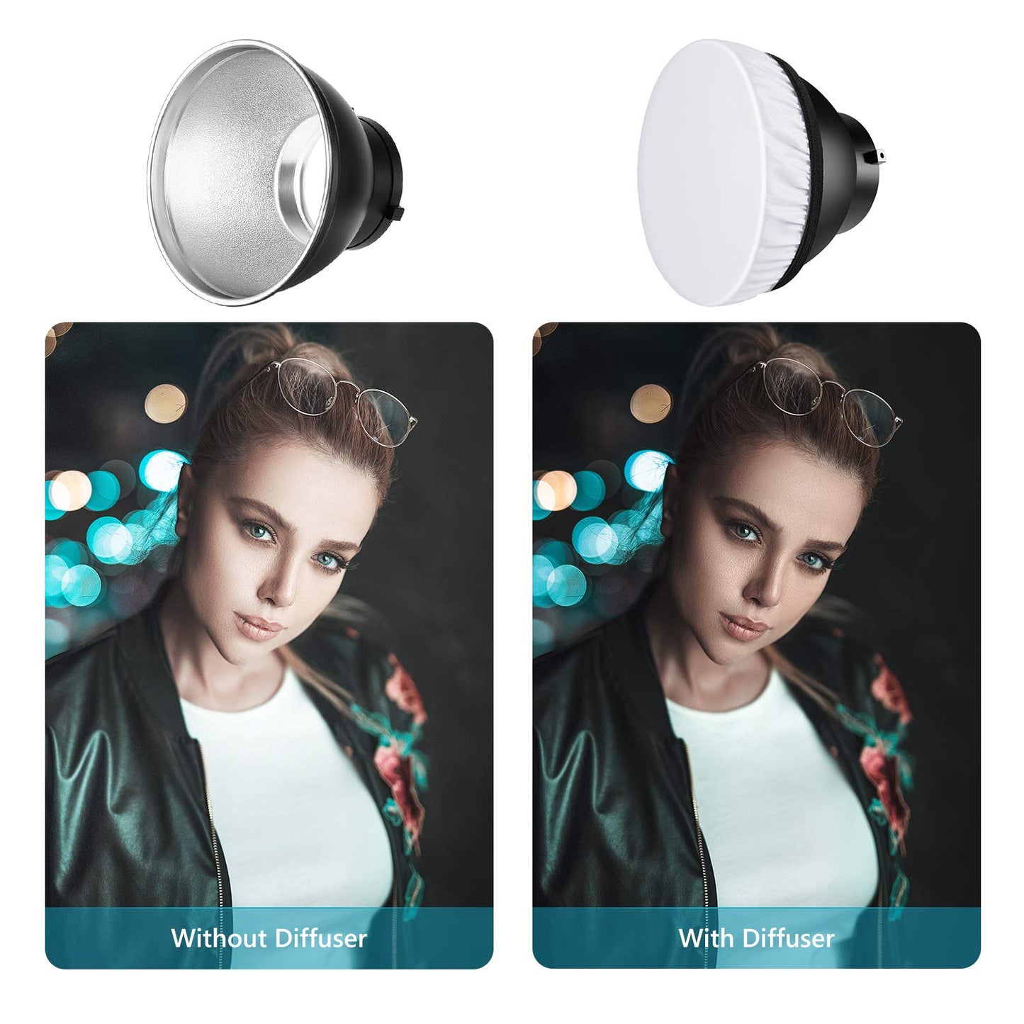 NEEWER Reflector Estándar 7 Pulgadas/18 Centímetros Difusor Suave con Rejilla en Forma Panal 20/40/60 Grados para Luz Estroboscópica Flash de Estudio de Bowens Montura Monoluz