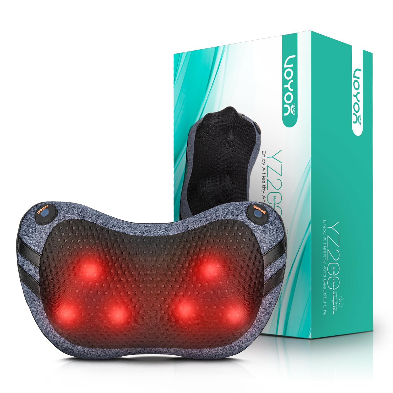 Almohada De Masaje Shiatsu VOYOR-HEALTH Negra Con Calor 3D Para Alivio Del Dolor Para Hombre y Mujer
