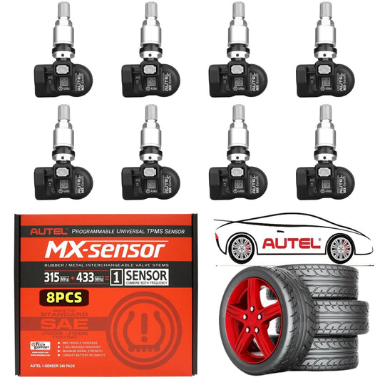 Autel MaxiTPMS MX - Sensor 8 unidades de tallo de metal 315/433MHz TPMS Sensor universal de neumáticos programado por TPMS Tool TS401 TS408 TS501 TS508 TS601 TS608 MK808TS MX808TS MS906TS ITS600