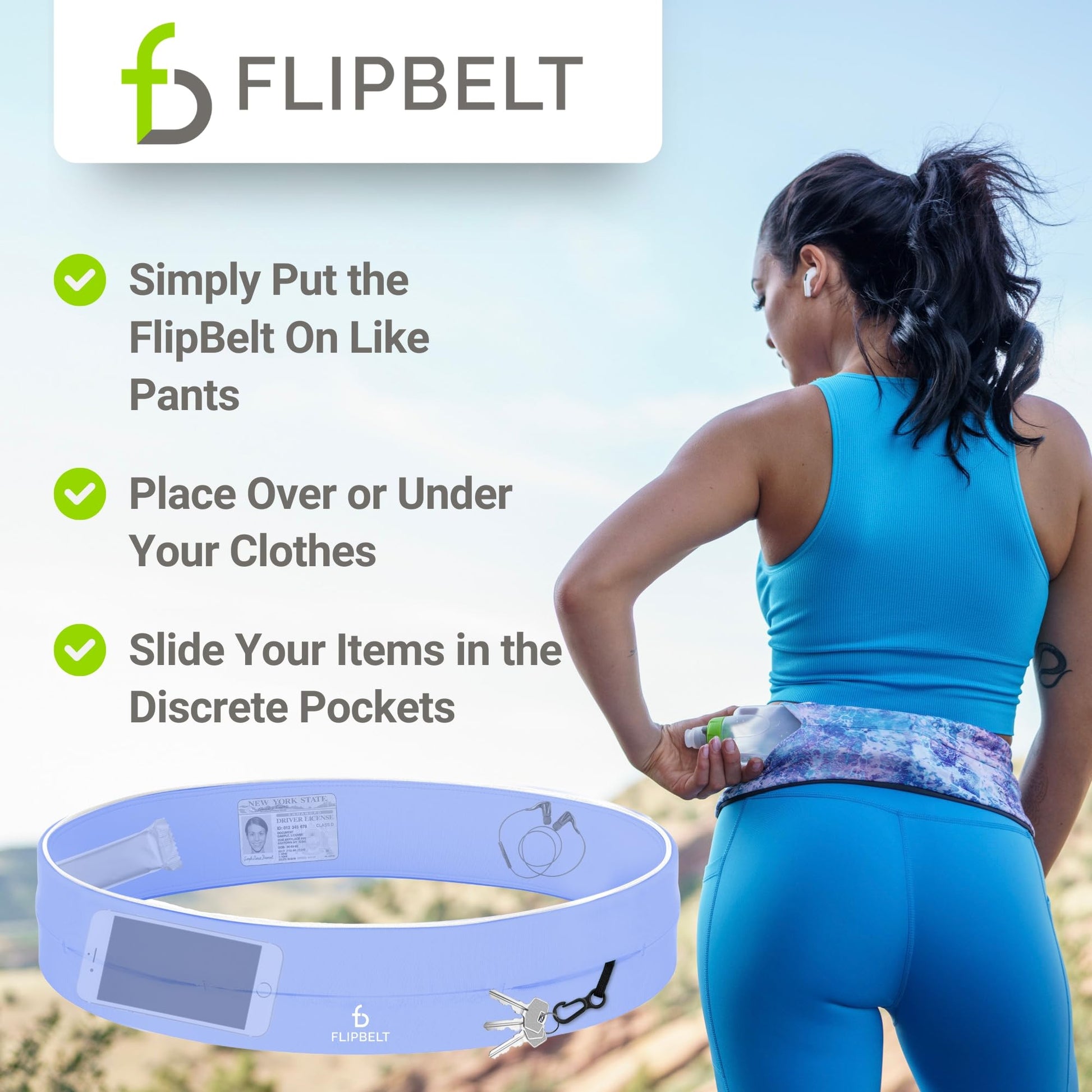 Cinturón FlipBelt Clásico Periwinkle XS