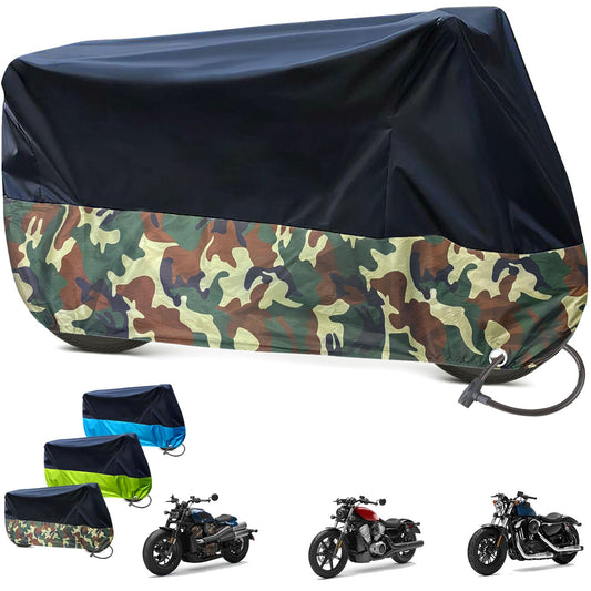 Cubierta Impermeable para Motocicletas, Funda para Moto Impermeable, 190T Tela Oxford Cubierta de Motocicleta, protección contra el Polvo, escombros, Lluvia y Clima, para Harley,Honda,Yamaha, Suzuki