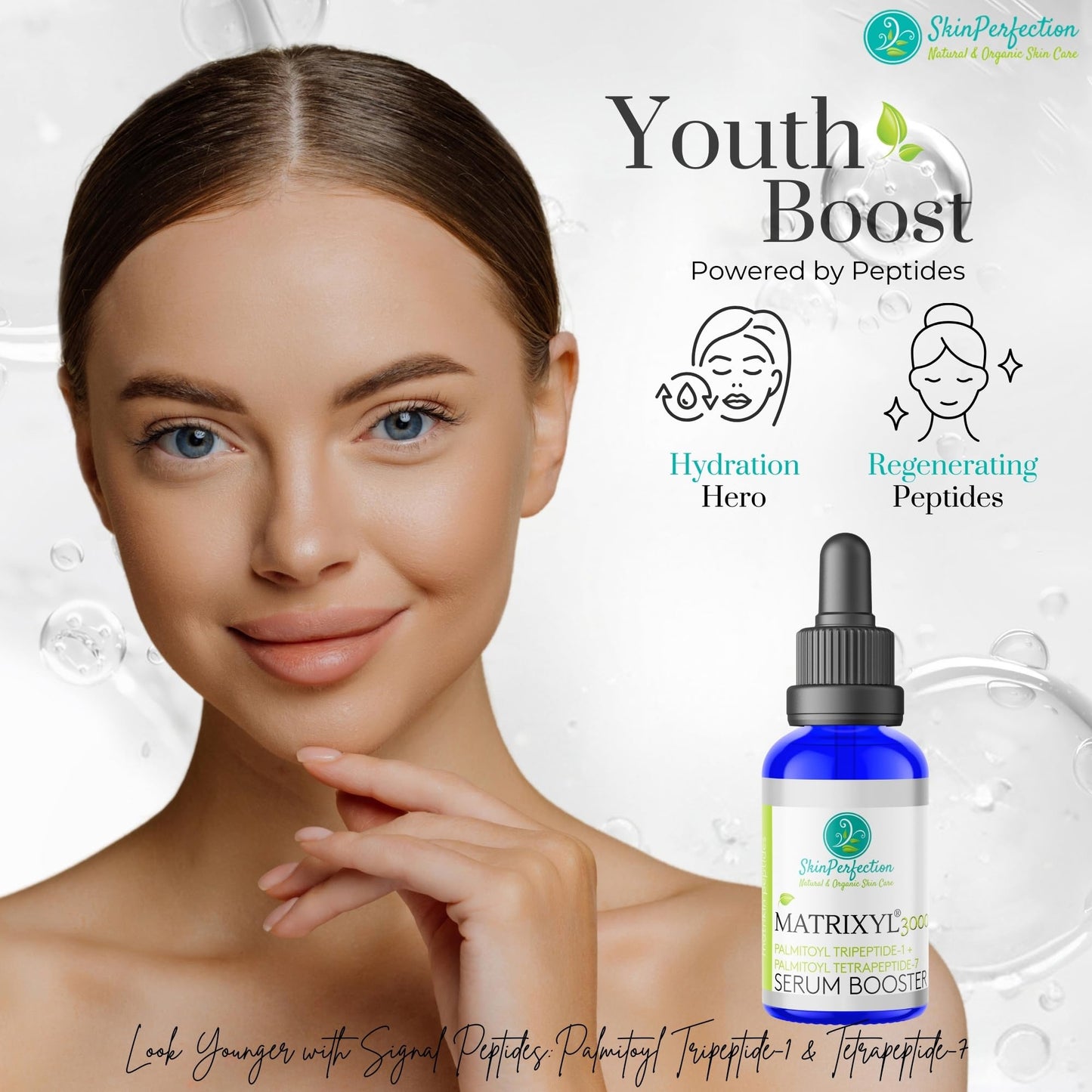 Skin Perfection Matrixyl 3000, Palmitoyl Oligopeptide and Tetrapeptide 7, Reduces the Appearance of Wrinkles and Brings Back a Youthful Look, This Is a Serum Booster to Make Your Own Anti Aging Skincare with Skin Perfection Lotion Making Supplies.
