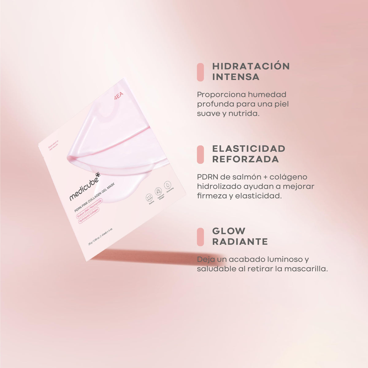 PDRN Pink Collagen Gel Mask by Medicube for Women - 4 Pc Mask