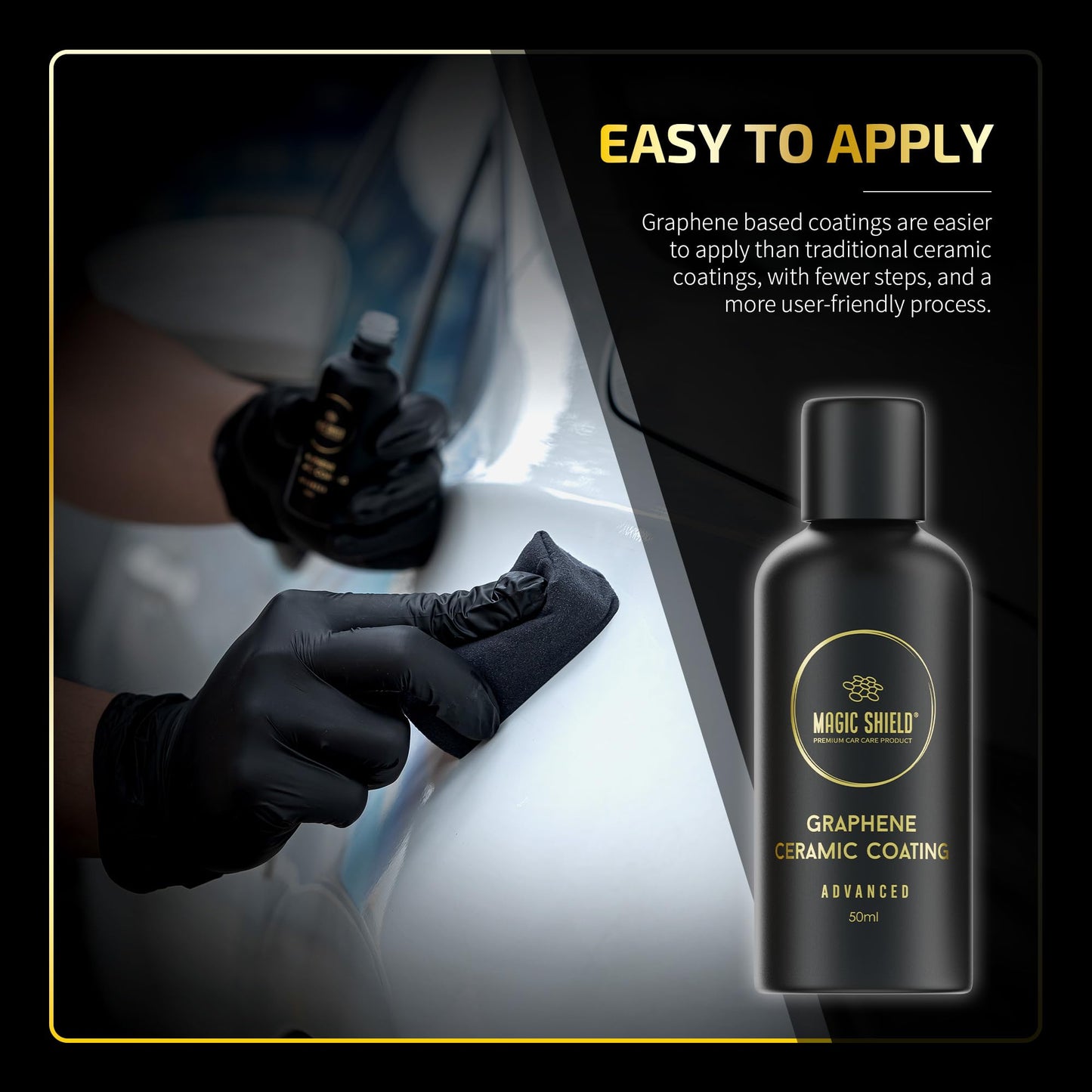 Magic Shield Recubrimiento Cerámico Grafeno 10H - Dura 5 Años | Nano Tecnología Avanzada | Resiste Rayones | Brillo Alto | Hidrofóbico | Ideal para Autos, Motos, Barcos y RVs