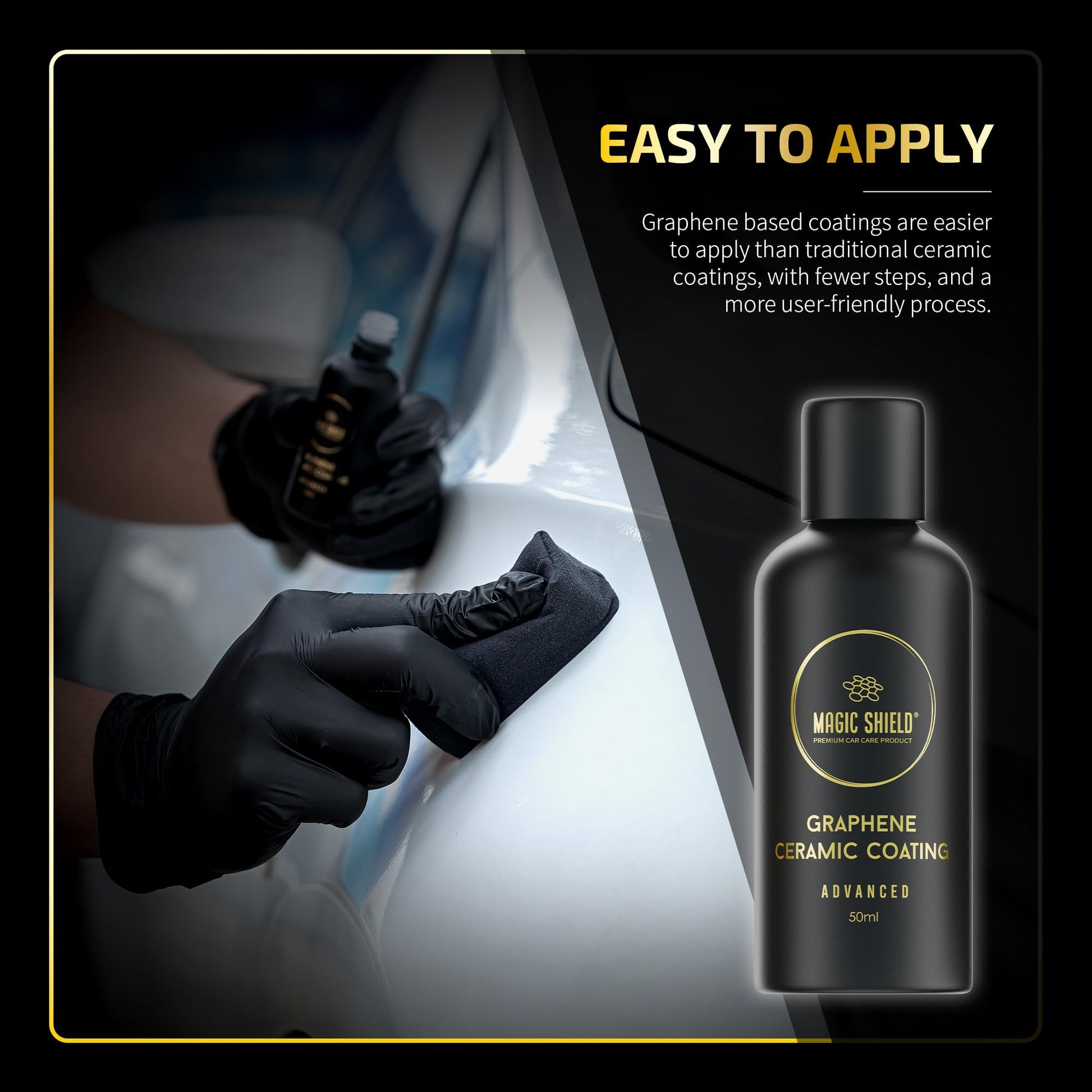 Magic Shield Recubrimiento Cerámico Grafeno 10H - Dura 5 Años | Nano Tecnología Avanzada | Resiste Rayones | Brillo Alto | Hidrofóbico | Ideal para Autos, Motos, Barcos y RVs