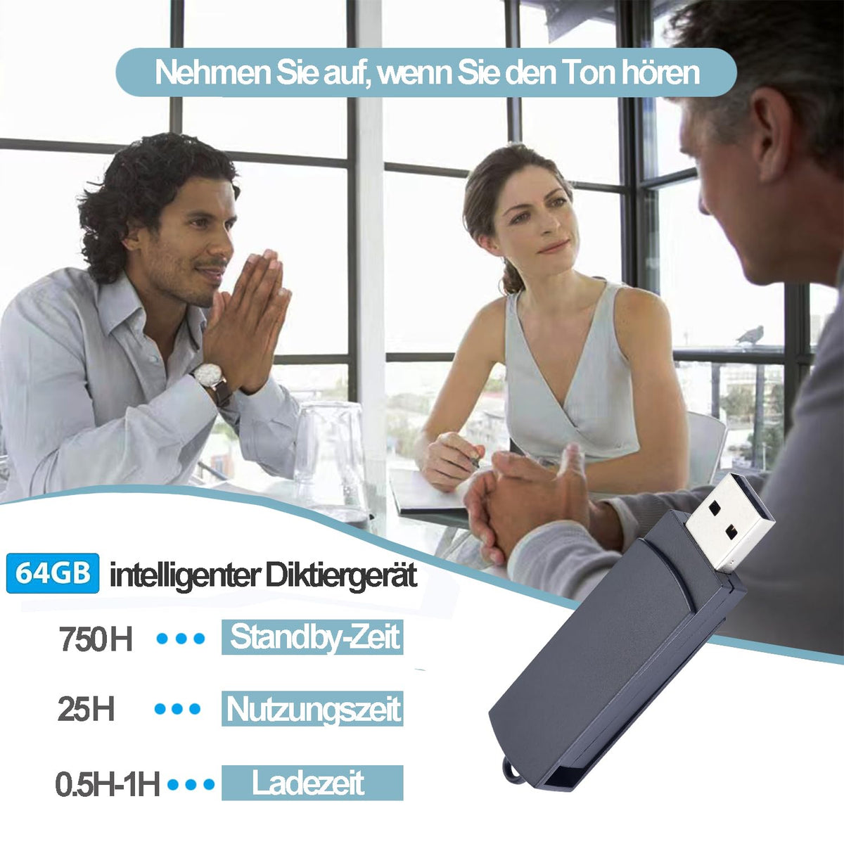 Grabadora de Voz Digital Mejorada de 64 GB para Conferencias
