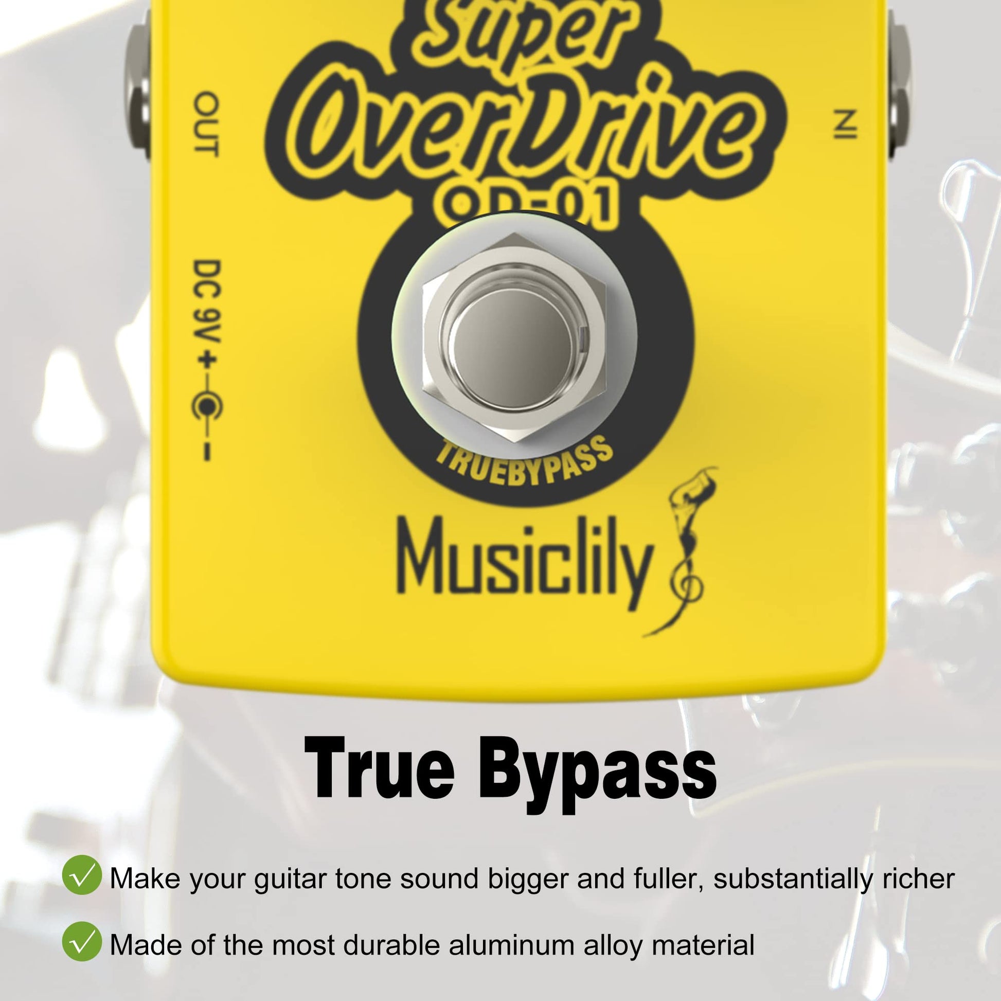 Pedal de Efectos Musiclily Pro Super Overdrive 9V DC para Guitarra Eléctrica/Bajo