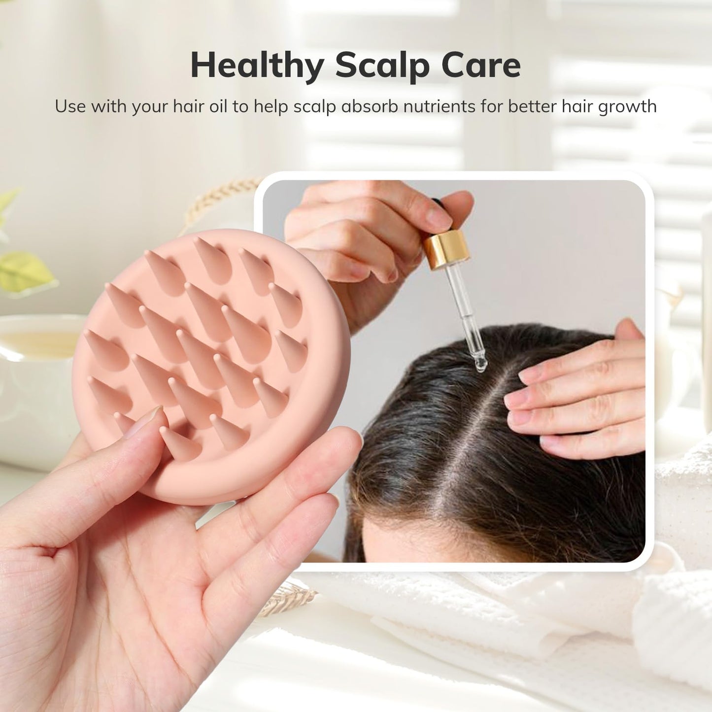 Sndyi Cepillo Champú Masajeador del Cuero Cabelludo de Silicona, Cepillo Exfoliante del Cuero Cabelludo para la Eliminación de la Caspa, Cepillo para el Crecimiento del Cabello (Rosado)