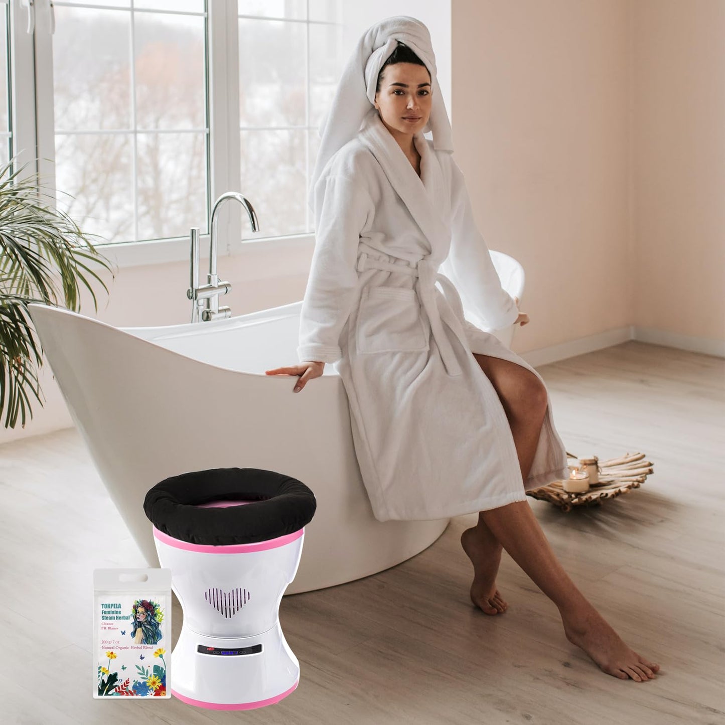 Olla de Vapor Yoni TOKPELA V Rosa con 20 Bolsas de Hierbas para Mujeres