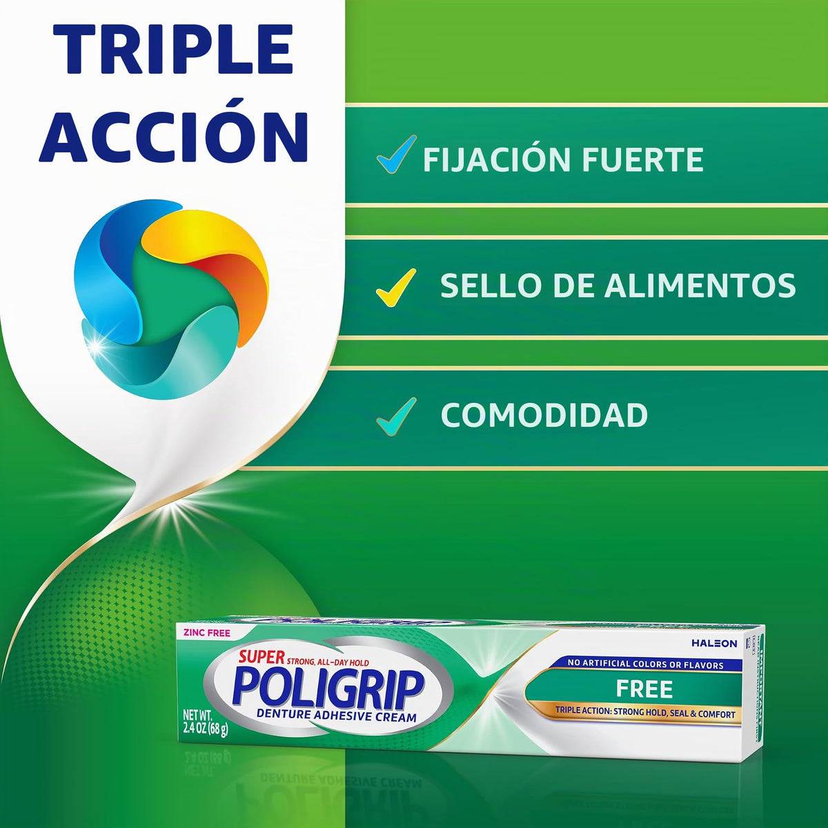 Crema Adhesiva para Dentaduras Super Poligrip Fórmula Original Sin Zinc