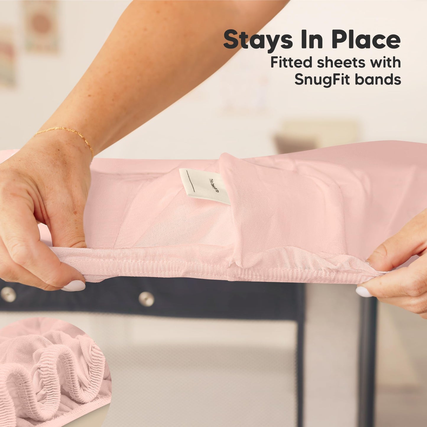 Paquete de 2 sábanas impermeables y de juego, mini sábanas para cuna ajustadas para niños, niñas, viscosa de 38 x 26 pulgadas de bambú Pack N Play para Graco, sábanas de cuna para bebé infantil neutro