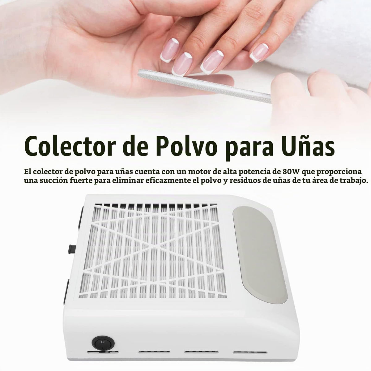 Colector de Polvo de Uñas Fockety Blanco con Ventilador Potente y Filtro Reutilizable para Uñas Acrílicas