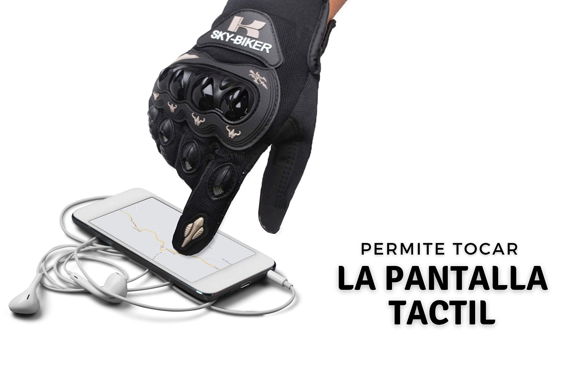 hanylish Guantes para Motociclista, Antideslizante, Cómodos y Ligeros para Hombre y Mujer, Protección Completa con Sensores Táctiles, Accesorios para Moto, Bicicleta y Senderismo (Negro - Gris, XL)