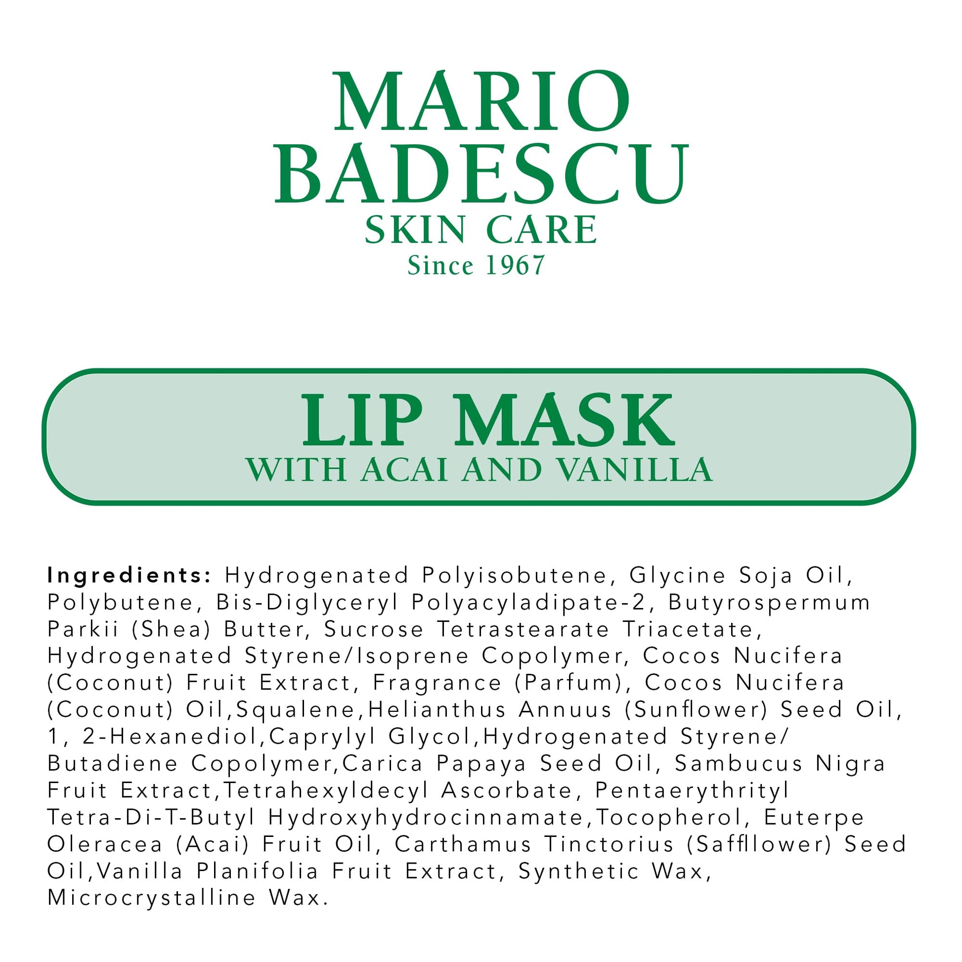 Mascarilla para Labios Mario Badescu acaí y vainilla para Todo Tipo de Piel
