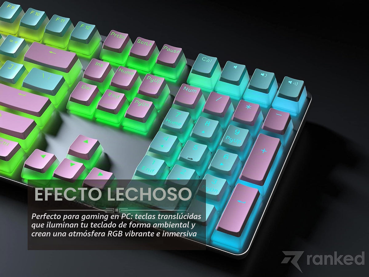 Teclas Pudding PBT Ranked Miami Translúcidas ANSI e ISO para Teclado Mecánico RGB