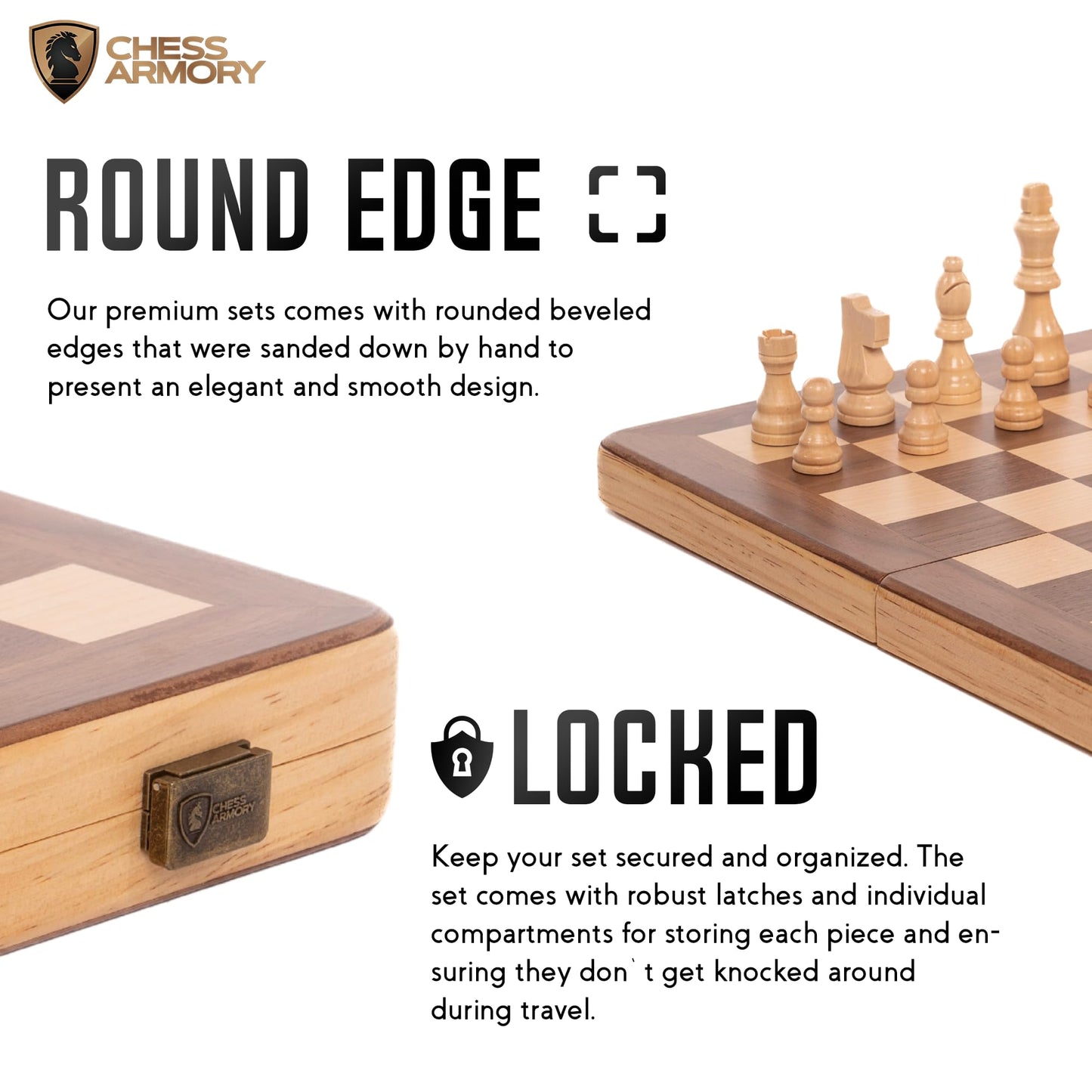 Juego de Ajedrez de Madera Magnético de 15 Pulgadas con Piezas Staunton Plegable de Viaje con Reinas Extra y Almacenamiento para Adultos y Niños
