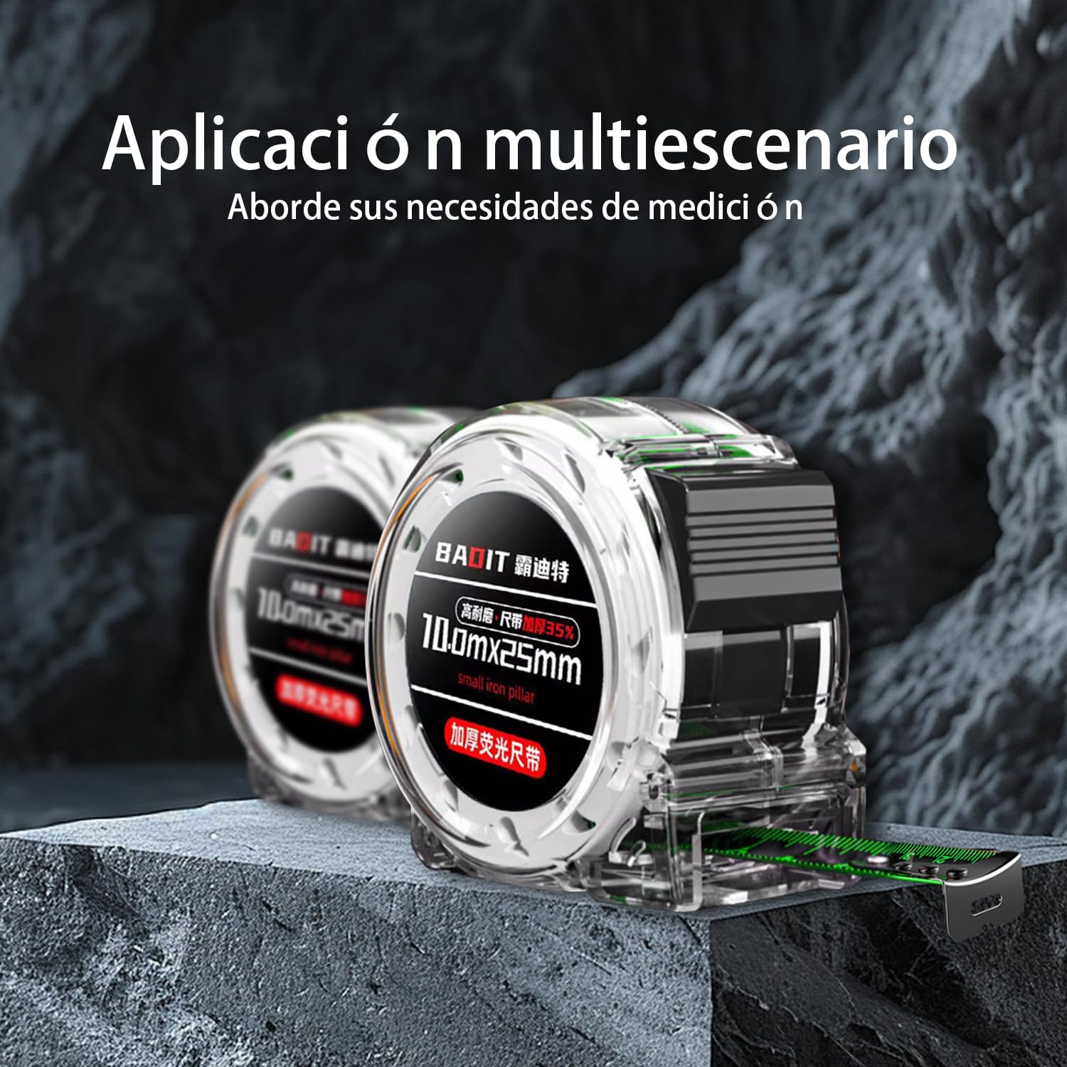 Cinta Métrica Transparente，Herramienta de Medición,Para la Construcción de Cinta de Bloqueo y Proyectos de Bricolaje, Fácil de Leer, Retráctil-10m（1pc）