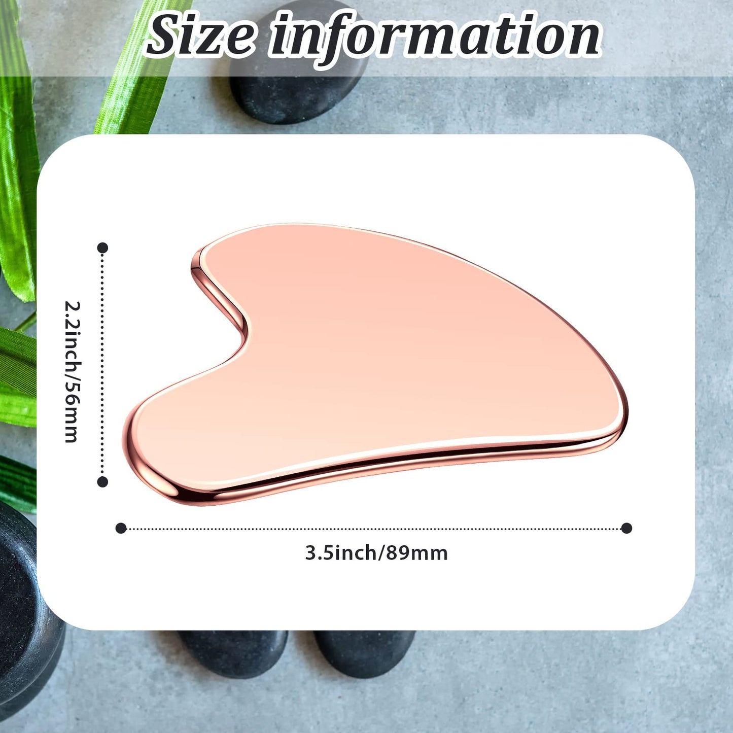 Herramienta Gua Sha de acero inoxidable para el cuidado de la piel, herramienta de masaje de belleza para el cuerpo y los ojos y el cuello con bolsa de viaje (oro rosa)