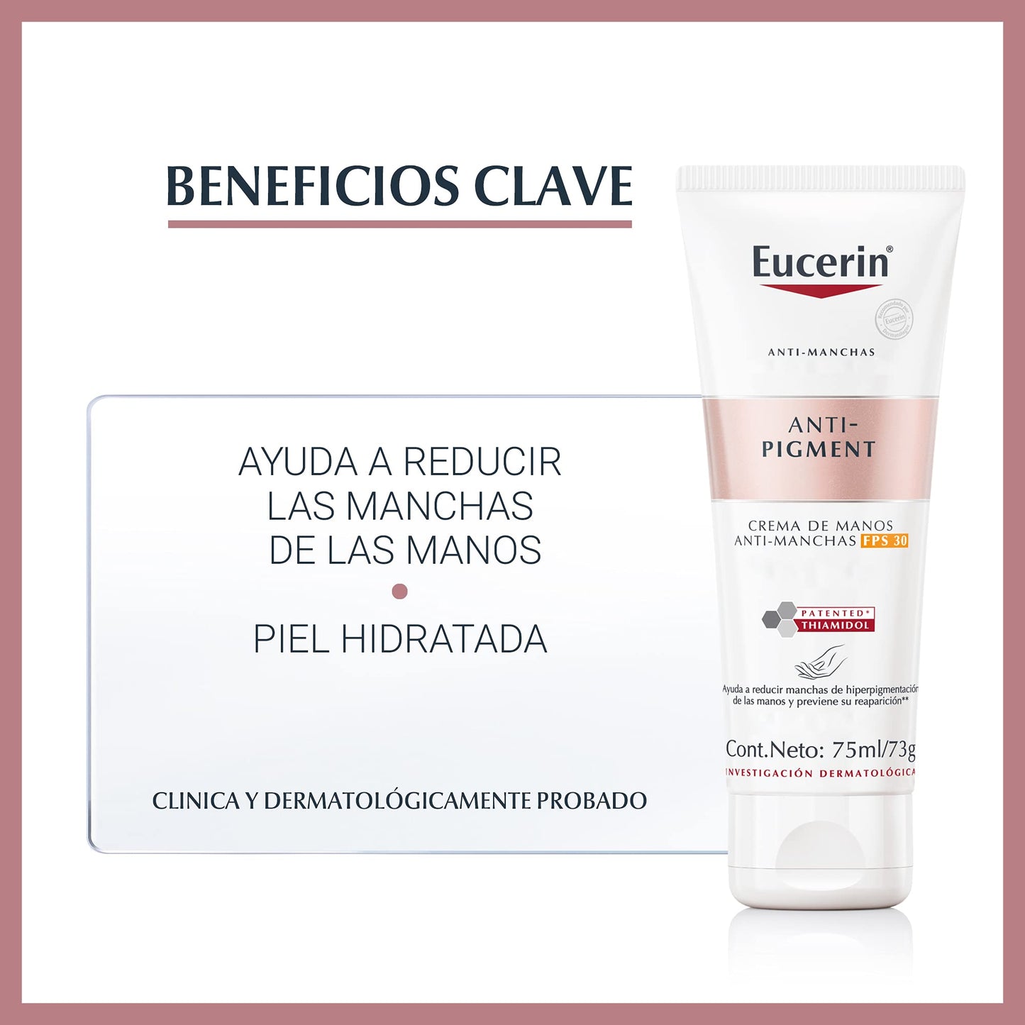 Crema Para Manos Eucerin Anti-pigment FPS 30 (75 ml), con Ácido Hialurónico que Ayuda a Reducir las Manchas de las manos y a Mantener la Piel Hidratada + Serum facial anti manchas Anti Pigment,30ml