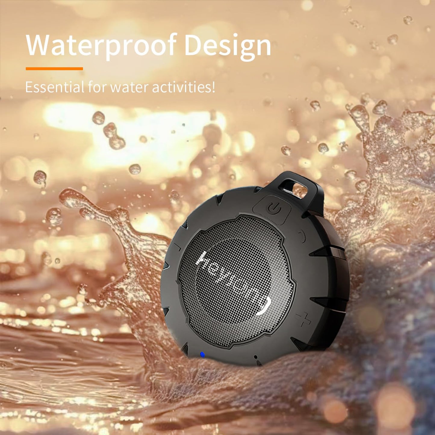 HEYSONG Bocina Bluetooth de Ducha, Altavoz portátil IPX7 Impermeable con Sonido estéreo Fuerte, Bocinas pequeño inalámbrico para baño, Bicicleta, niños