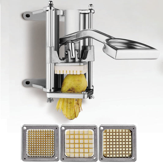 Cortador de Patatas uyoyous Acero Inoxidable Comercial con Cuchillas de 1/2 3/8 y 1/4 Pulgadas